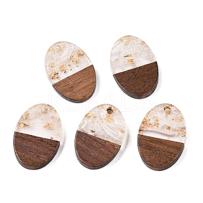 Transparent Resin and Walnut Wood Pendants RESI-T057-04N-1