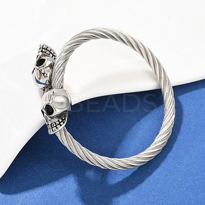 304 Stainless Steel Bangles for Men Women BJEW-H631-05C-AS-1