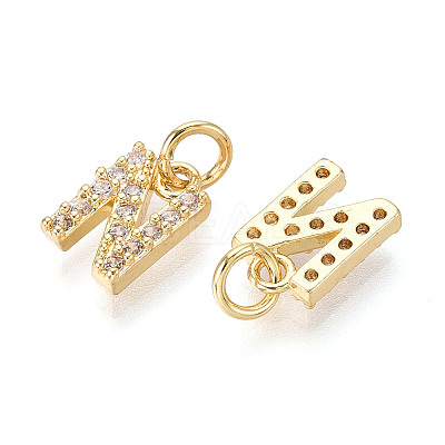 Brass Micro Pave Clear Cubic Zirconia Charms KK-N241-001N-1