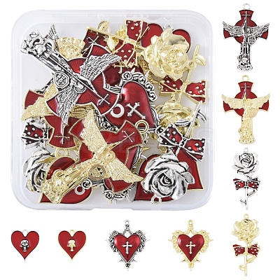16Pcs 8 Styles Alloy Enamel Pendants FIND-FS0003-88-1