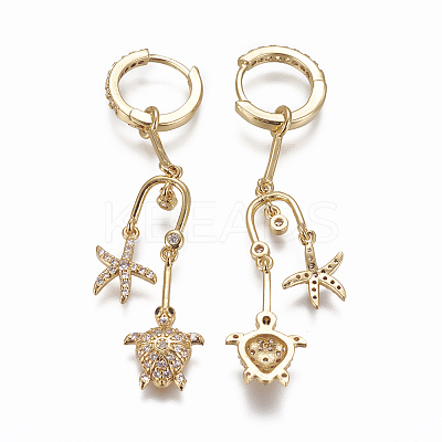 Brass Micro Pave Cubic Zirconia Dangle Hoop Earrings EJEW-F224-04-1