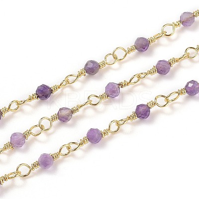 3.28 Feet Natural Amethyst Handmade Beaded Chains X-CHC-K008-A06-1