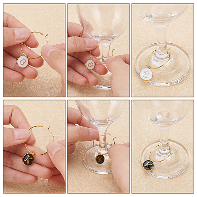 3 Sets 2 Style Alloy Enamel Charms Flat Round with Alphabet & Number ENAM-FH0001-14-1