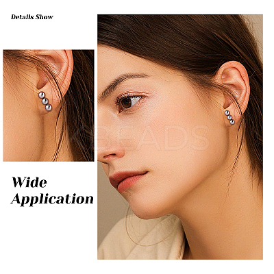 20Pcs 2 Color 201 Stainless Steel Beaded Horizontal Bar Stud Earrings with 316 Stainless Steel Pin for Women STAS-DC0008-84-1