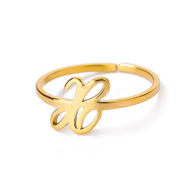 Adjustable 201 Stainless Steel Letter Open Cuff Rings for Women FS-WG61269-24-1
