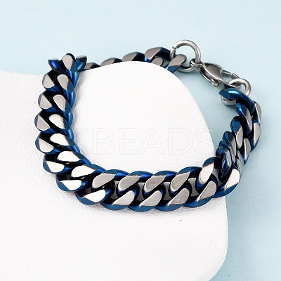 304 Stainless Steel Cuban Link Chain Bracelets for Men Women BJEW-C124-04B-01-1