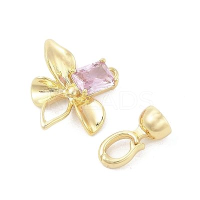 Brass Micro Pave Cubic Zirconia Fold Over Clasps KK-U059-10G-1