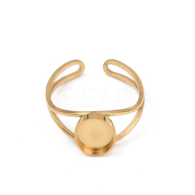 Real 18K Gold Plated 304 Stainless Steel Cuff Ring Components X-STAS-A191-12B-G-1