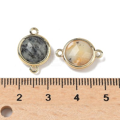 Brass Pave Natural Yellow Opal Faceted Flat Round Connector Charms G-U028-04G-11-1