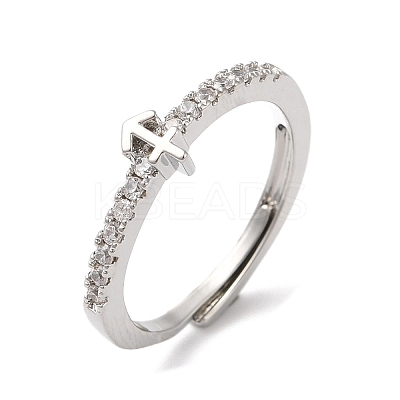 Rack Plating Brass Clear Cubic Zirconia Constellation Adjustable Rings for Women RJEW-S407-08P-05-1