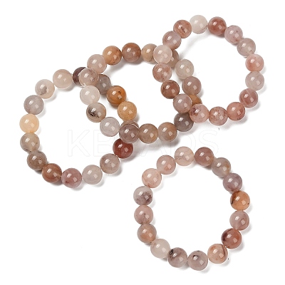 12MM Natural Quartz Round Beaded Stretch Bracelets for Women BJEW-G756-02B-1