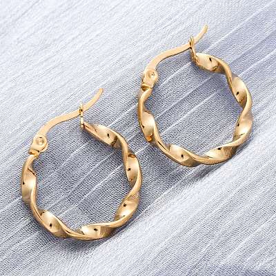 201 Stainless Steel Hoop Earrings LS-EJEW-A054-05C-G-1