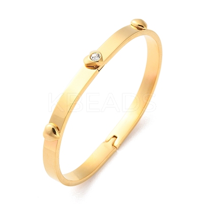 Heart 304 Stainless Steel Hinged Bangles for Women BJEW-K263-01G-1