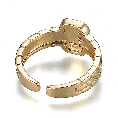 Brass Micro Pave Clear Cubic Zirconia Cuff Rings RJEW-H538-02G-L-1