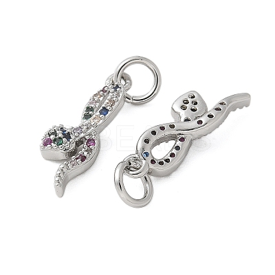 Brass Micro Pave Cubic Zirconia Pendants KK-U056-52P-1