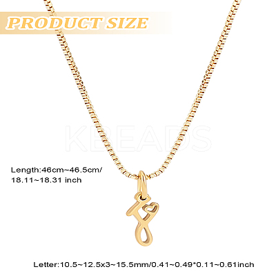 1pc Brass Chain & 304 Stainless Steel Letter Pendant Necklaces NJEW-LP0001-40F-G-1
