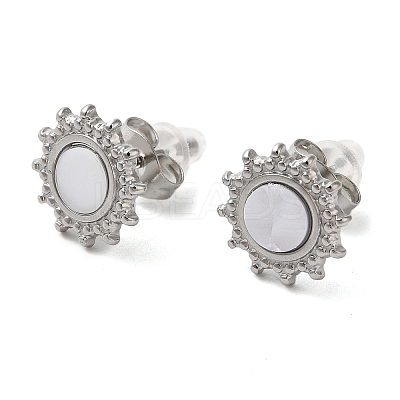 Non-Tarnish 304 Stainless Steel Embossing Stud Earrings EJEW-U001-06P-01-1