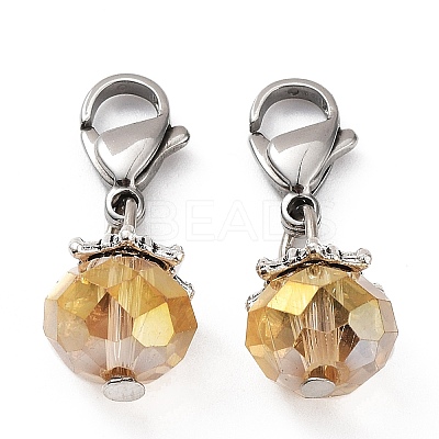 Electroplate Faceted Glass Pendants HJEW-TAC0004-13-1