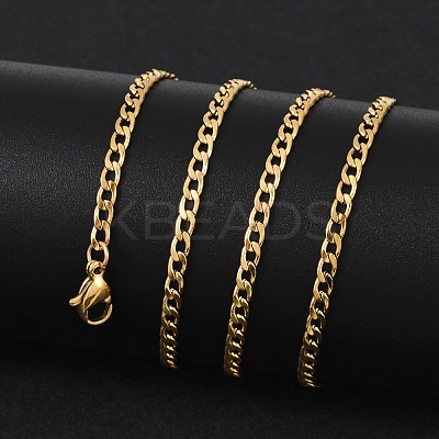 201 Stainless Steel Curb Chain Necklace for Women Men NJEW-P268-A38-2X5-1