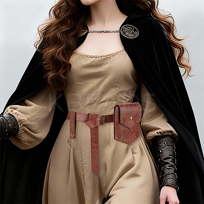 1 Bag PU Leather Medieval Waist Belt Bag with Belt AJEW-CL0003-57-1