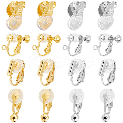 32Pcs 8 Style Brass Clip-on Earring Findings KK-SP0001-27-1
