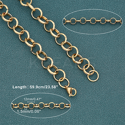 304 Stainless Steel Rolo Chains Necklaces NJEW-UN0001-15G-1