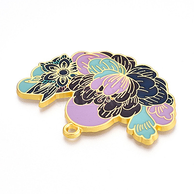 Rack Plating Alloy Enamel Big Pendants ENAM-N056-395C-G-1
