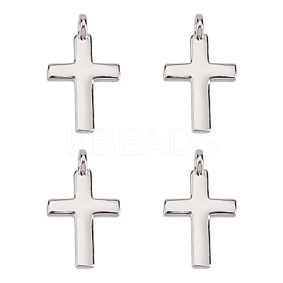 4Pcs Rhodium Plated 925 Sterling Silver Cross Charms FIND-GO0002-62A-1