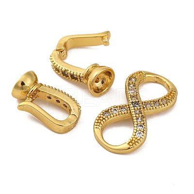 Brass Micro Pave Clear Cubic Zirconia Fold Over Clasps KK-A230-14G-1