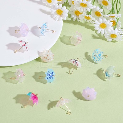16Pcs Acrylic Umbrella Charms Pendants Acrylic Dangle Charm with Brass Loops for Jewelry Necklace Earring Making Handmade JX313A-1