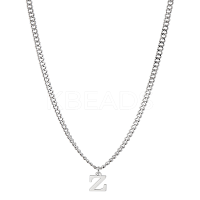 1Pc 304 Stainless Steel Letter Pendant Necklaces NJEW-LP0001-33Z-P-1