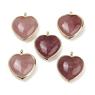 Natural Strawberry Quartz Pendants G-K347-10G-05-1