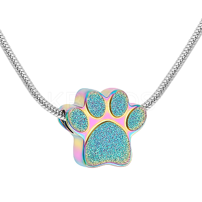 Paw Print Urn Ashes Necklace NJEW-WH0024-01RC-1