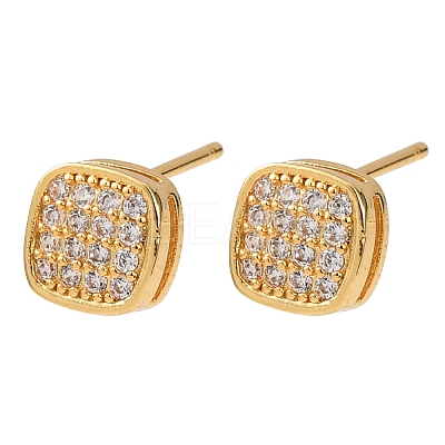Brass Micro Pave Cubic Zirconia Stud Earrings EJEW-F418-01G-01-1