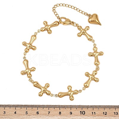 304 Stainless Steel Cross Link Chain Bracelets BJEW-D359-13A-G-1