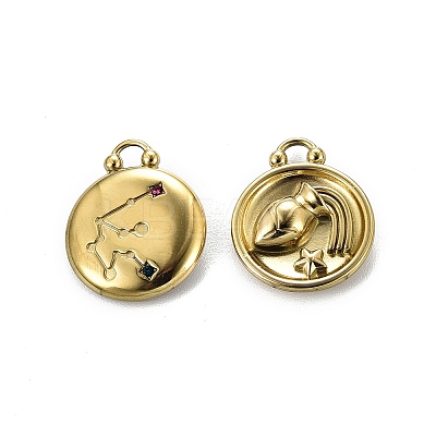 PVD Vacuum Plating 304 Stainless Steel Rhinestone Pendants STAS-R130-01G-05-1