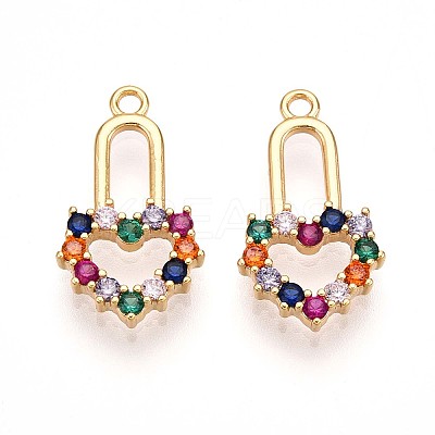 Brass Micro Pave Cubic Zirconia Pendants KK-N261-14G-1