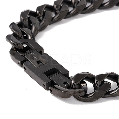 Ion Plating(IP) 304 Stainless Steel Curb Chains Bracelet for Men Women BJEW-B063-01B-1