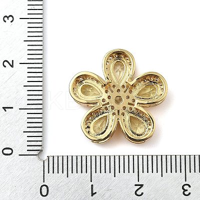 Brass Pave Cubic Zirconia 5-Petal Flower Multi-Strand Links KK-I276-30G-01-1