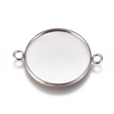 Non-Tarnish 304 Stainless Steel Cabochon Connector Settings STAS-G127-14-22mm-P-1