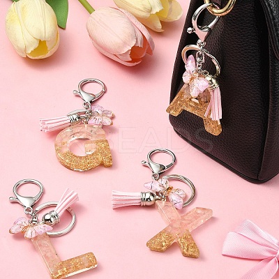Resin & Acrylic & Faux Suede Tassel Keychain KEYC-YW00123-01-1