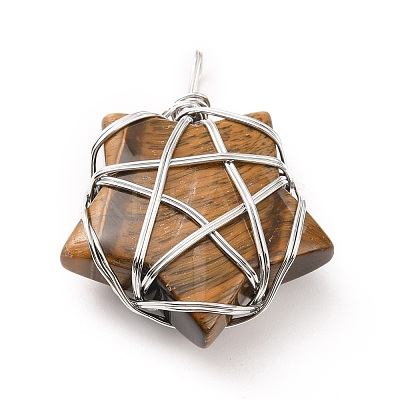 Natural Tger Eye Pendants G-D458-07P-03-RS-1