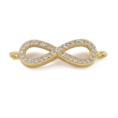 Rack Plating Brass Micro Pave Clear Cubic Zirconia Infinity Connector Charms KK-A234-079G-1
