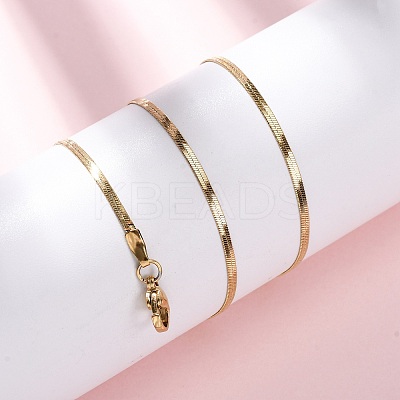 2MM 304 Stainless Steel Flat Snake Chain Necklaces NJEW-T016-20G-1