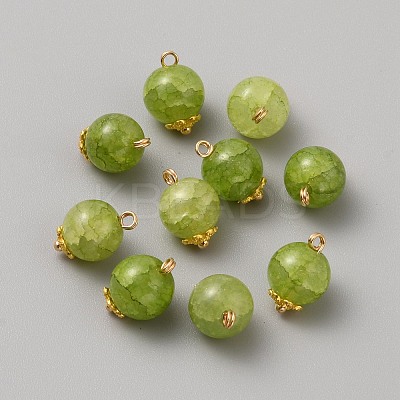 Crackle Glass Imitation Jade Charms FIND-WH0148-144-1