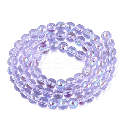 Transparent Electroplate Glass Beads Strands EGLA-Q132-6MM-01A-15-1