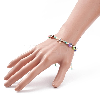 Resin Evil Eye Braided Bead Bracelet BJEW-JB08412-1