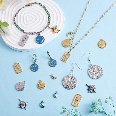 14Pcs 7 Styles 304 Stainless Steel Pendants STAS-SZ0002-78P-1