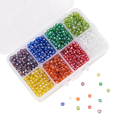 1 Box 6/0 Glass Seed Beads Transparent Colours Lustered Loose Spacer Beads SEED-X0050-4mm-13-1