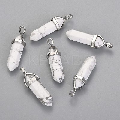Natural Howlite Double Terminated Pointed Pendants X-G-F295-04F-1